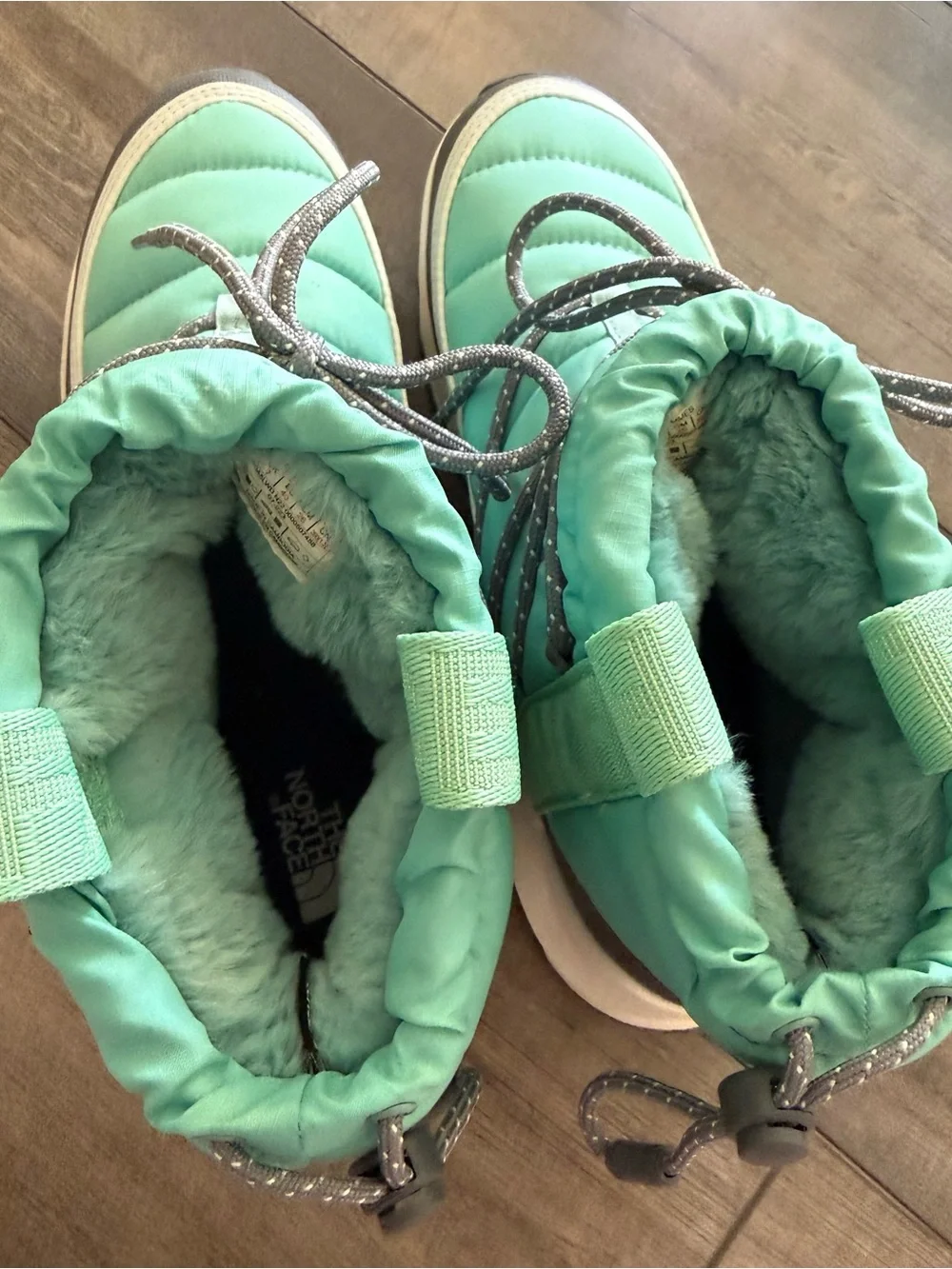North Face Thermoball WP Green Quilted Women's Winter Ankle Boots - Size 9